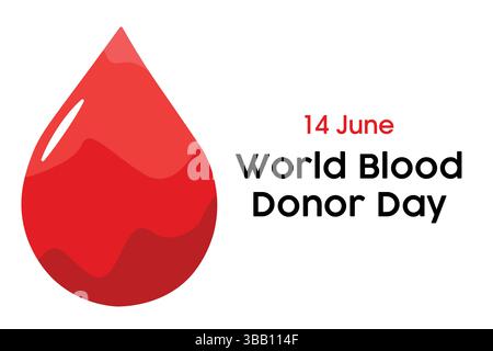 Grafik zum Weltblutspender-Tag mit rotem Bluttropfen auf weißem Hintergrund Stock Vektor