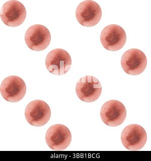 Nahtloses Muster mit abstraktem Aquarellmuster in rotem Punktmuster. Handgezeichnete Grafiken mit runden Elementen, geometrischer dynamischer Hintergrund in burgunderroten Farben mit schlichtem el Stockfoto