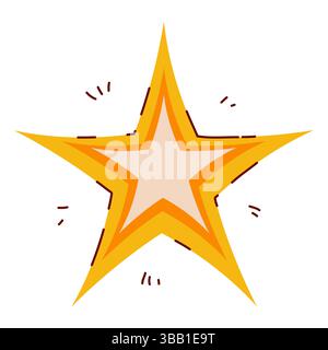 Sternsymbol in handgezeichneter Form mit Liniendekorationen. Goldene Weihnachtssternform isoliert auf weißem Hintergrund. Niedliches Doodle-Symbol, perfekt für Karten Stock Vektor