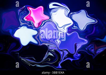 Abstrakter Hintergrund verschwommener mehrfarbiger Sterne. Stockfoto