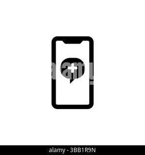 Medizinische Hilfe Handy, Notruf Solid Flat Vector Symbol isoliert auf weißem Hintergrund. Stock Vektor