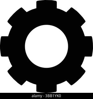 Silhouette eines Zahnrads oder Zahnrads mit sechs Zähnen, grundlegende mechanische Komponente, die in verschiedenen Maschinen zur Übertragung von Drehmoment und Bewegung verwendet wird Stock Vektor