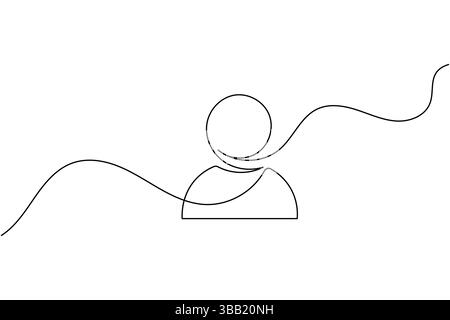 Benutzerpersonensymbol durchgehende einzeilige Zeichnung isolieren Sie die Vektorgrafik der Kontur Stock Vektor
