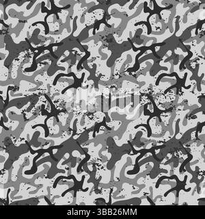Schwarz-weiß schmutzige Camouflage, modernes Modedesign, Grunge Stock Vektor