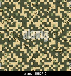 Nahtloses Muster abstraktes Militär oder quadratische Formen Grunge Stock Vektor