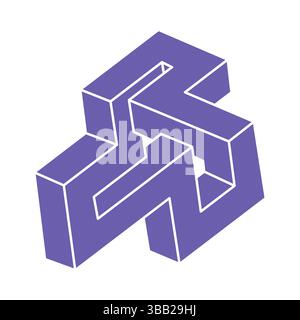 Unmögliche Formen, optische Illusion Logo, Vektor. Optische Kunstobjekte. Geometrische Figuren. Stock Vektor