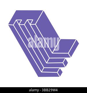 Unmögliche Formen, optische Illusion, Vektor. Optische Kunstobjekte. Logo. Geometrische Figuren. Stock Vektor
