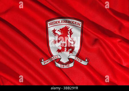 Pringsewu, lampung 25. Mai 2025; selektiver Fokus des Fußballklubs Middlesbrough in der efl-Meisterschaft, 3D-Illustration Stockfoto