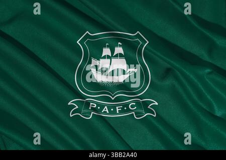 Pringsewu, lampung 25. Mai 2025; selektiver Fokus des Plymouth Argyle Football Club-Logos in der efl-Meisterschaft, 3D-Illustration Stockfoto