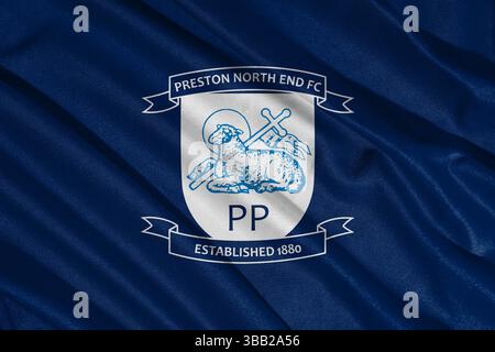 Pringsewu, lampung 25. Mai 2025; selektiver Fokus des Fußballklubs Preston North in der efl-Meisterschaft, 3D-Illustration Stockfoto