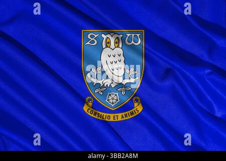 Pringsewu, lampung 25. Mai 2025; selektiver Fokus des Sheffield Wednesday Football Club-Logos in efl-Meisterschaft, 3D-Illustration Stockfoto