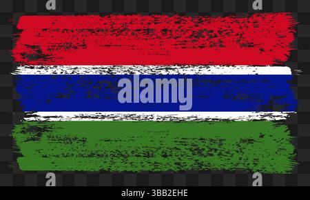 Vektor-Gambia-Flagge im Grunge-Stil auf transparentem Hintergrund Stock Vektor