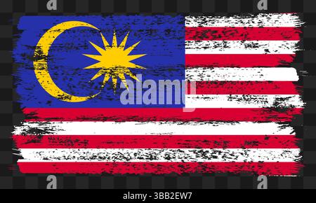 Vektor-Malaysia-Flagge im Grunge-Stil auf transparentem Hintergrund Stock Vektor