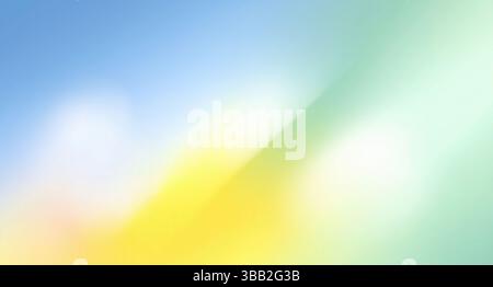 Abstraktes Bild mit einem Farbverlauf aus Hellblau, Gelb und Hellgrün. Die Farben übergehen sanft und erzeugen einen weichen, unscharfen Effekt. A Stockfoto