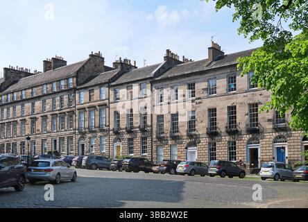 Elegante georgianische Häuser an der India Street im Stockbridge-Viertel von Edinburgh, Schottland. Stockfoto