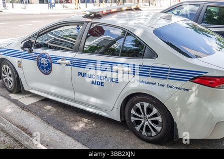 Miami Florida, Brickell Financial District, SW 10th Street, City of Miami Police Department, Public Service Aide Vehicle, Strafverfolgungsunterstützung, White mar Stockfoto