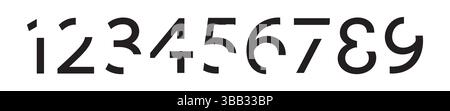 Moderne, Minimalistische Zahlen Mit Einzigartigem Cut-Out-Stil, Fettgedruckter Geometrischer Schrift Für Tech-, Design- Und Digitale Projekte. Vektorabbildung Stock Vektor