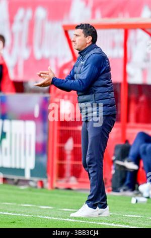 Enschede, Niederlande. Mai 2025. ENSCHEDE, Stadion Grolsch Veste, 14-05-2025, Saison 2024/2025, niederländischer Eredivisie Football während des Spiels Twente - AZ, AZ Trainer Maarten Martens Credit: Pro Shots/Alamy Live News Stockfoto