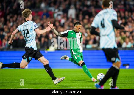 Rotterdam, Niederlande. Mai 2025. Rotterdam: Quilindschy Hartman aus Feyenoord während der dreißigsten Runde der Eredivisie-Saison 2024/2025. Das Spiel findet am 14. Mai 2025 im Stadion Feijenoord de Kuip zwischen Feyenoord und RKC Waalwijk in Rotterdam statt. Credit: Box to Box Pictures/Alamy Live News Stockfoto