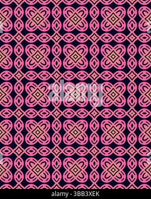 Das leuchtende geometrische Design mit raffinierten rosa Formen auf dunklem Hintergrund ist ideal für kreative Projekte oder Wohnkultur. Stockfoto