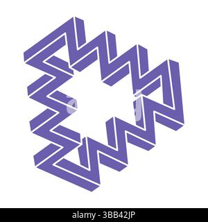 Unmögliche Formen, optische Illusion Logo, Vektor. Optische Kunstobjekte. Geometrische Figuren. Stock Vektor