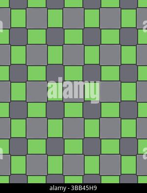 Das lebhafte geometrische Design mit abwechselnden grauen und hellgrünen Quadraten sorgt für einen stilvollen und modernen Look, der für Hintergründe geeignet ist. Stockfoto
