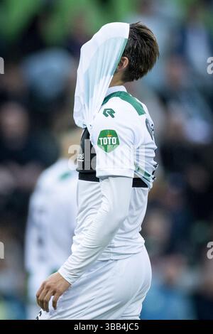 GRONINGEN - FC Groningen Spieler Stije Resink während des niederländischen Eredivisie-Spiels zwischen dem FC Groningen und Ajax im Euroborg-Stadion am 14. Mai 2025 in Groningen, Niederlande. ANP ROBIN VAN LONKHUIJSEN Stockfoto