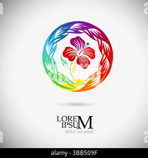 Abstrakter Hintergrund mit bunten Linien der Regenbogenblume. Farbige Kreise mit Platz für Ihren Text. Handzeichnung. Nicht AI, Vektorillustration Stock Vektor