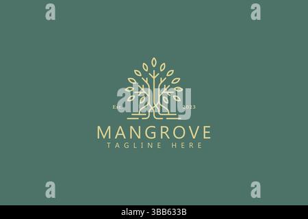 Vegetation Mangrovenbaum Logo Pflanze Abstrakt Minimalistisches Zeichen Symbol Umwelt Stock Vektor