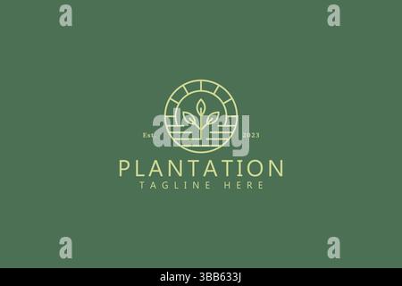 Plantagenschild Symbol für Unternehmen Vegan Food, frisch, Bio, hochwertiges Gemüse Logo-Abzeichen Stock Vektor