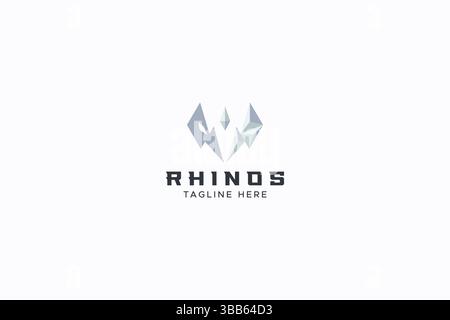 Rhino Head and Half Concept geometrische Form für starke und starke Markenidentität Stock Vektor