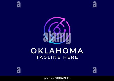 Outline Logo Letter O und 69 Neon Concept for Business Technology and Network Stock Vektor