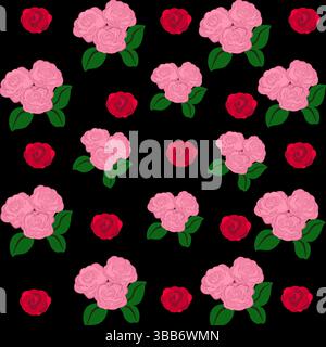Schönheit des Vintage nahtlosen Musters der roten und rosa Rosen Vektor Illustration Stock Vektor