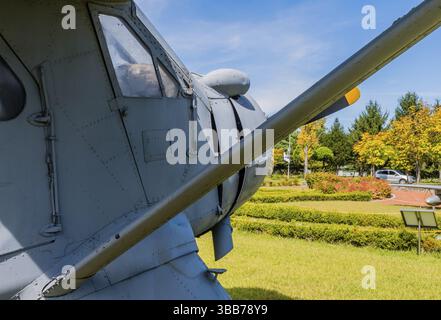Daejeon, Südkorea. 9. Oktober 2019: Nahaufnahme der Steuerbordseite von de Havilland U-6 Beaver-Trainingsflugzeugen auf dem National Cemetery Stockfoto