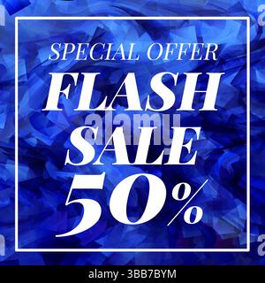 Flash Sale 50 % Sonderangebot Vorlagendesign mit farbenfroher grafischer Illustration Stockfoto
