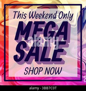 Mega Sale Promotion Sonderangebot Vorlage Design mit farbenfroher grafischer Illustration Hintergrund Stockfoto