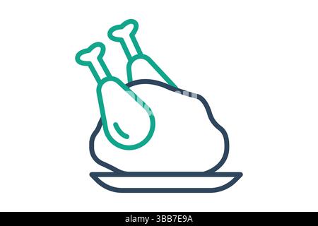 Hühnersymbol. Liniensymbolstil. Symbol für Hühnerfleisch. Vektorillustration für Geflügel-Elemente Stock Vektor