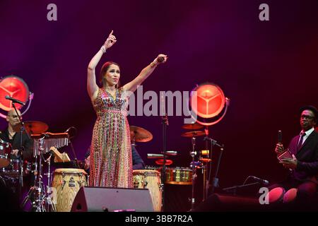 Paris, Frankreich. Mai 2025. Pink Martini, China Forbes tritt am 14. Mai 2025 in der Accor Arena in Paris auf. Foto: Christophe Meng/ABACAPRESS.COM Credit: Abaca Press/Alamy Live News Stockfoto