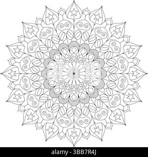 Komplexe geometrische und florale Mandala-Vektor-Illustration für kreative Projekte und Malseite Stock Vektor