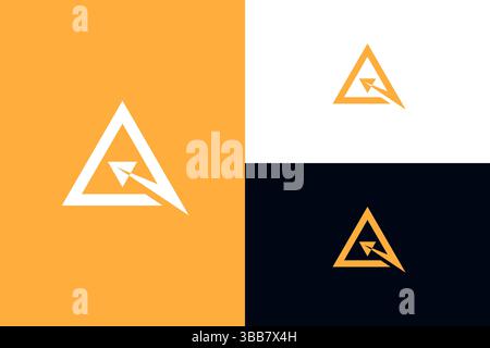 Papierebene Pfeilschild mit abstraktem Logo in Dreiecksform Stock Vektor