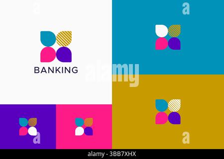 Buntes abstraktes quadratisches Konzept-Logo für Business Banking und Finanzen Stock Vektor