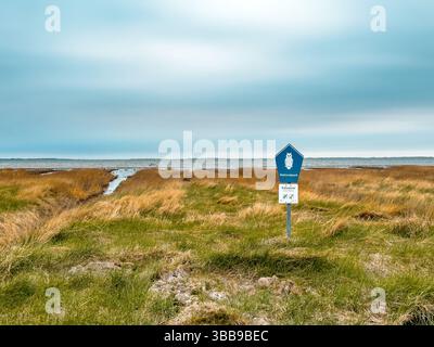 Nationalpark Wattenmeer in Harlesiel, Ostfriesland. UNESCO-Weltkulturerbe, einzigartiges Gezeitenökosystem und hohe Artenvielfalt. Stockfoto