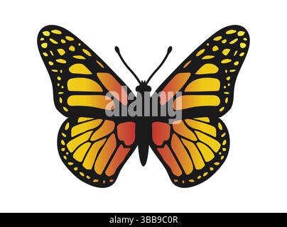 Symbol für Monarch Butterfly Silhouette. Fliegende Schmetterlingsmotte Logo-Design Silhouette Symbol Symbol. Logodesign mit fliegenden Schmetterlingsmotten. Stock Vektor