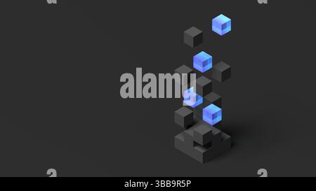 Abstrakte Würfel. Schwebend. 3D-Abbildung. Stockfoto