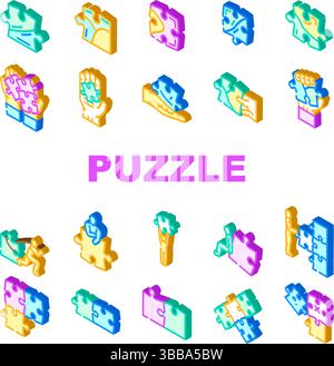 Puzzle Spiel Puzzle Rätsel Symbole setzen Vektor Stock Vektor