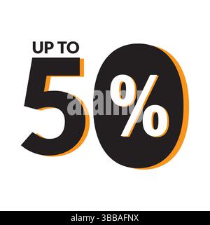 50 % RABATT AUF Werbebanner. Preisschild für Rabattangebot. Vektor Moderne Aufkleber Illustration. Stock Vektor