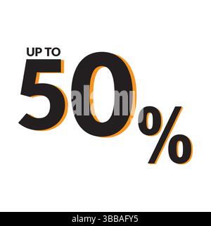 50 % RABATT AUF Werbebanner. Preisschild für Rabattangebot. Vektor Moderne Aufkleber Illustration. Stock Vektor