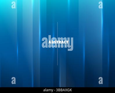 Ein abstrakter blauer Hintergrund mit modernen dynamischen vertikalen blauen Linien und auffälligen Lichtstrahlen. Dieser abstrakte blaue Hintergrund sorgt für eine futuristische Atmosphäre Stock Vektor