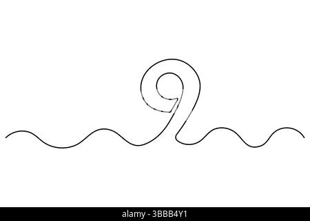 Nummer neun durchgehende einzeilige Zeichnung der Nummer 9. Bearbeitbare einzeilige Zeichnung des Symbols Nummer 9. Vektorabbildung Stock Vektor