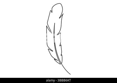 Vogel Feder durchgehende eine Linie Zeichnung des Vogel Feder Symbol isoliert auf weißem Hintergrund Vektor Illustration Stock Vektor
